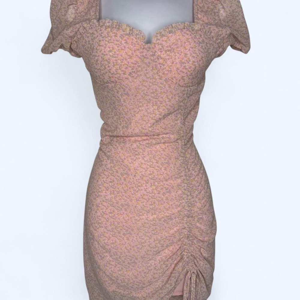 Valfre Pink Asymmetrical Ruched Mini Dress